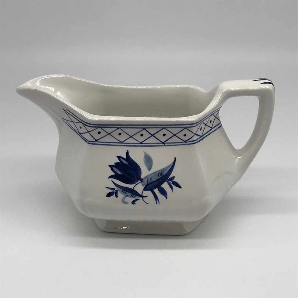 Adams China Hollandia Blue Gravy Boat Vintage English IronStone